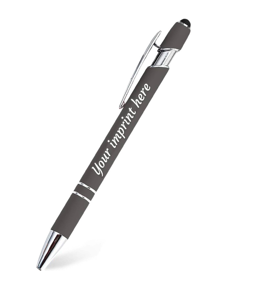 stylos personnalisés soft touch gris taupe