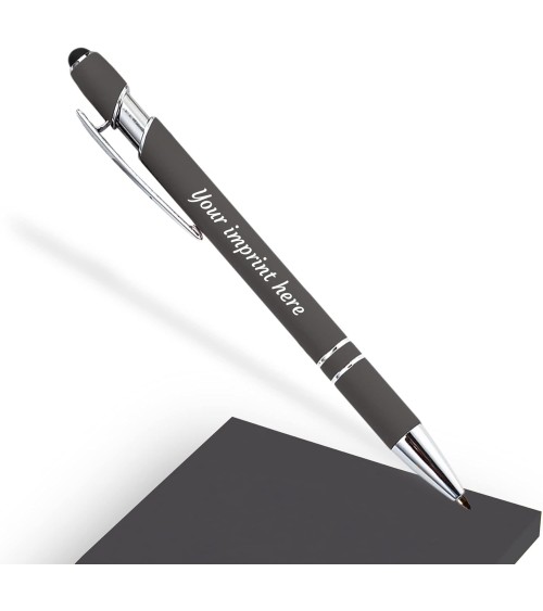 stylos personnalisés soft touch gris taupe