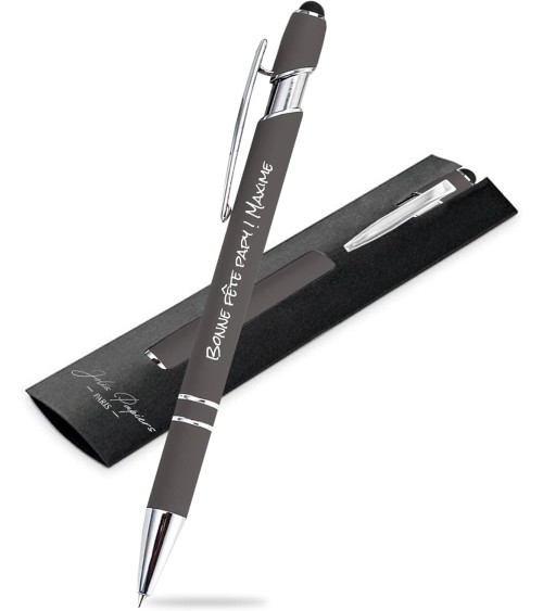 stylos personnalisés soft touch gris taupe
