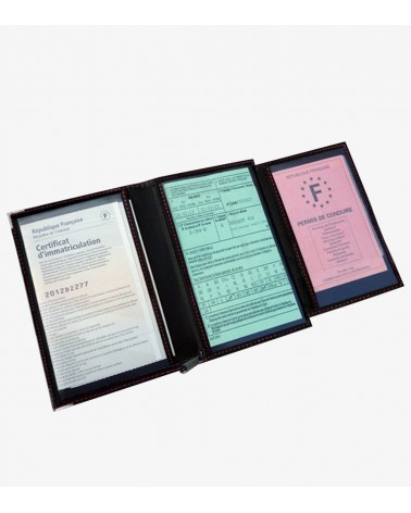 Porte carte grise Cuir véritable collection Sport