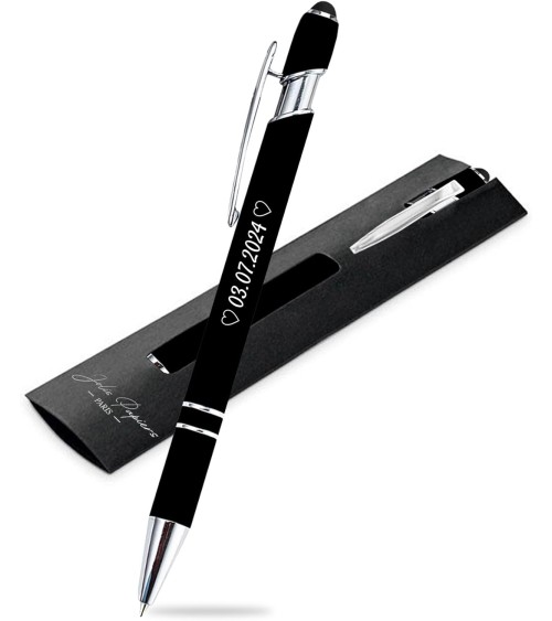 stylos personnalisés soft touch noirs