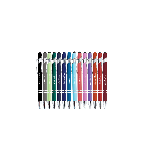stylos personnalisés soft touch arc en ciel lot de 14