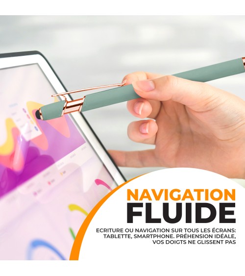 Stylo personnalisé Pastel Soft Touch 2 en 1 avec stylet – Gravure laser