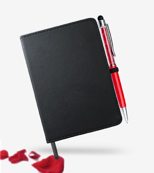 Petit Carnet de notes personnalisé Saint-Valentin avec Prénom et son stylo assorti