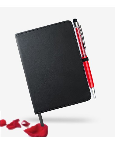 Petit Carnet de notes personnalisé Saint-Valentin avec Prénom et son stylo assorti
