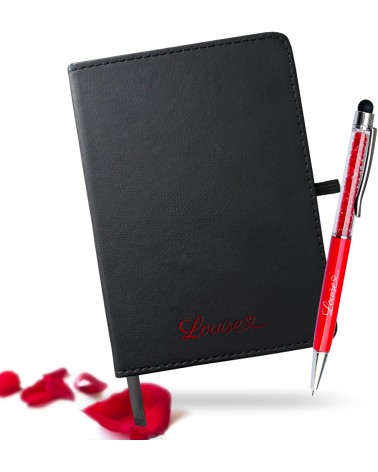 Petit Carnet de notes personnalisé Saint-Valentin avec Prénom et son stylo assorti
