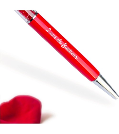 Stylo Personnalisé Rouge Cristaux dans son étui