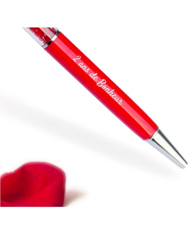 Stylo Personnalisé Rouge Cristaux dans son étui