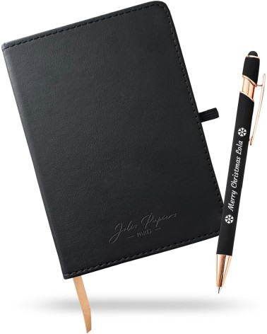 Carnet A6 Vierge avec Stylo Personnalisé – Édition Noël – Duo Prêt à Offrir – Expédition 24h