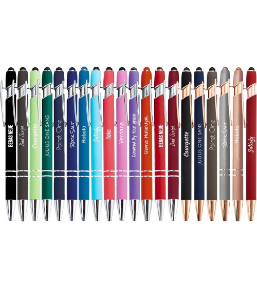 Lot de 2 stylos personnalisés Soft Touch 2 en 1 avec stylet – Gravure laser