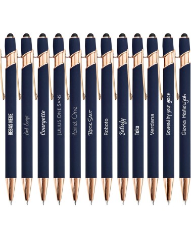 Lot de 2 stylos personnalisés Soft Touch 2 en 1 – Finition Rose Gold avec stylet