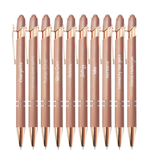 Lot de 10 stylos personnalisés Soft Touch 2 en 1 – Finition Rose Gold avec stylet