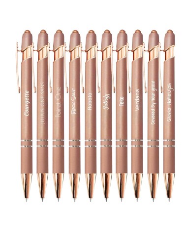 Lot de 10 stylos personnalisés Soft Touch 2 en 1 – Finition Rose Gold avec stylet