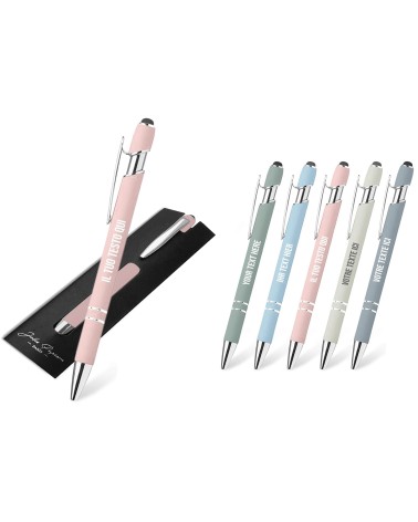 Lot de 2 stylos personnalisés Pastel Soft Touch 2 en 1 – Gravure laser