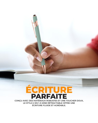 Lot de 10 stylos personnalisés Pastel Soft Touch 2 en 1 – Gravure laser