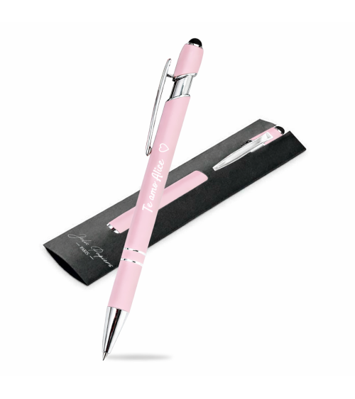 Stylo personnalisé Pastel Soft Touch 2 en 1 avec stylet – Gravure laser