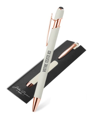 Stylo personnalisé Pastel Soft Touch 2 en 1 finition Rose Gold avec stylet – Gravure laser