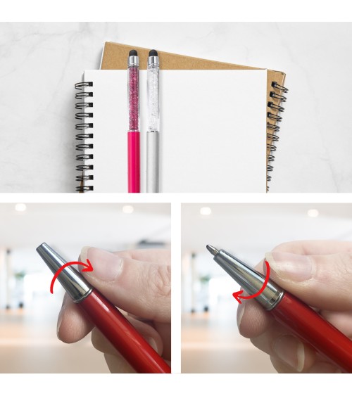 Lot de 2 stylos personnalisés avec Cristaux – Finition Chrome avec stylet