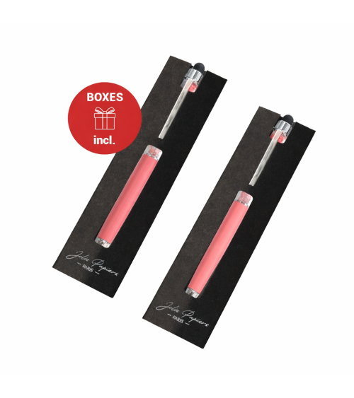 Lot de 2 stylos personnalisés avec Cristaux – Finition Chrome avec stylet