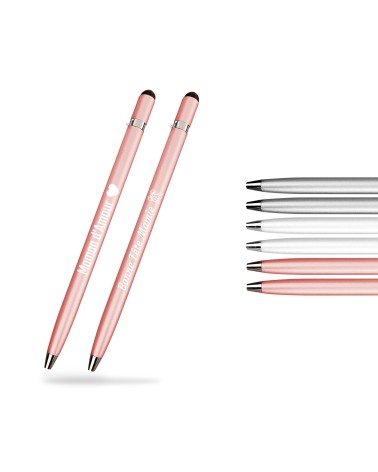 Lot de 2 stylos personnalisés Design avec stylet – Finition sobre et élégante