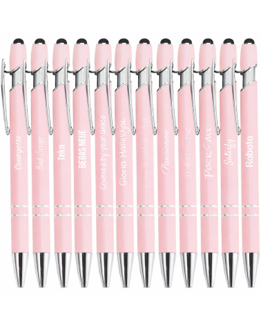 Lot de 2 stylos personnalisés Pastel Soft Touch 2 en 1 – Gravure laser