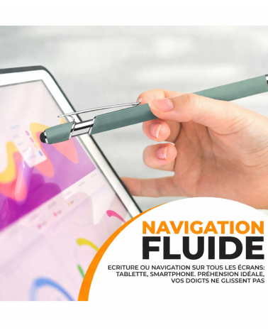 Stylo personnalisé Pastel Soft Touch 2 en 1 avec stylet – Gravure laser