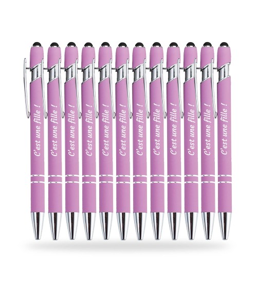 Stylos Personnalisés Soft Touch "C'est une fille !"