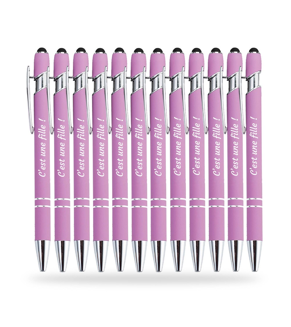 Stylos Personnalisés Soft Touch "C'est une fille !"