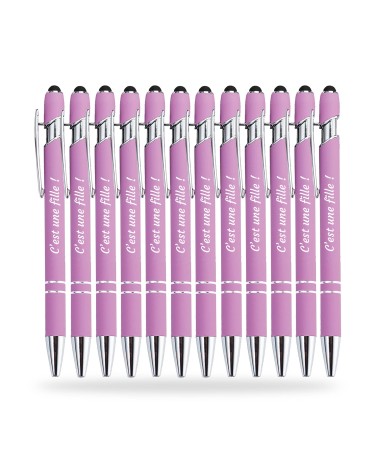 Stylos Personnalisés Soft Touch "C'est une fille !"