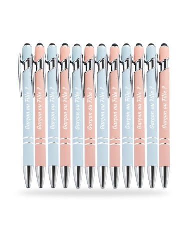 Stylos Personnalisés Pastel Soft Touch "Garçon ou Fille ?" lot de 12