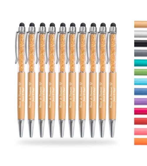 Set mit 10 personalisierten Stiften Cristaux