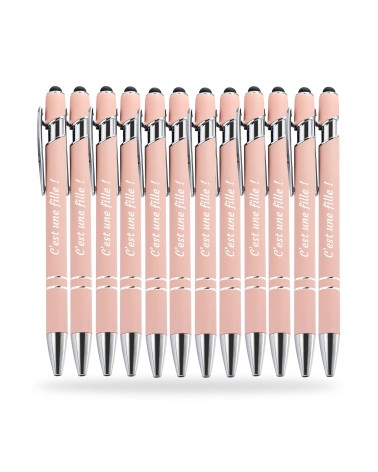 Stylos Personnalisés Pastel Soft Touch "C'est une fille !" lot de 12
