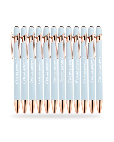 Stylos Personnalisés Pastel Rose Gold Soft Touch "C'est un garçon !" lot de 12
