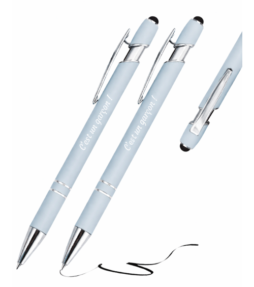 Stylos Personnalisés Pastel Soft Touch "C'est un garçon !" lot de 12