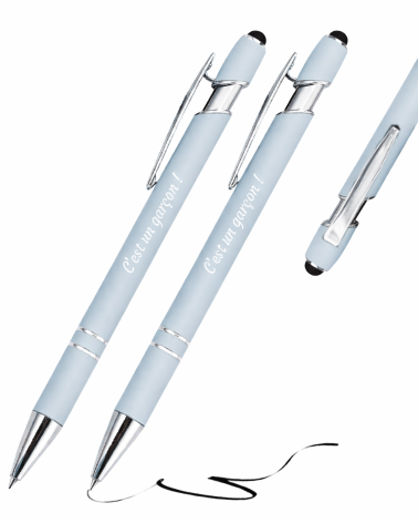 Stylos Personnalisés Pastel Soft Touch "C'est un garçon !" lot de 12