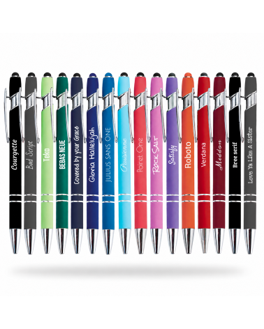 Stylo personnalisé Soft Touch 2 en 1 avec stylet – Gravure laser