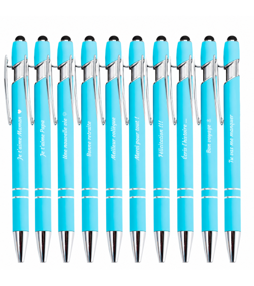 Lot de 10 stylos personnalisés Soft Touch 2 en 1 avec stylet – Gravure laser