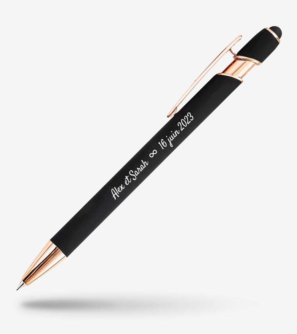 stylo personnalisé noir cuivre