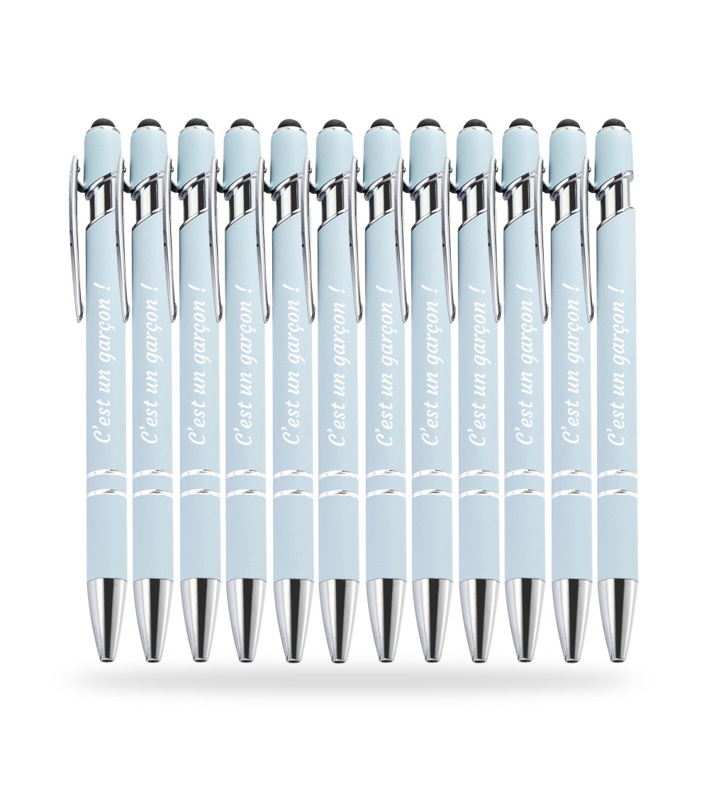 Stylos Personnalisés Pastel Soft Touch "C'est un garçon !" lot de 12