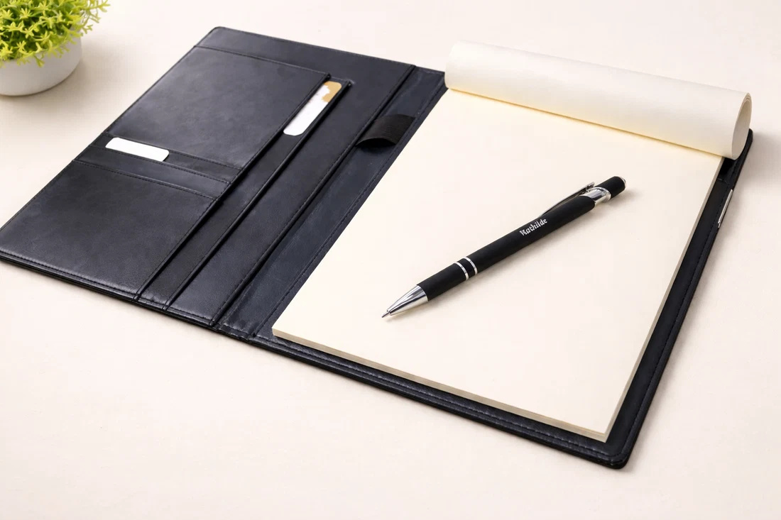 Porte-documents et stylo assorti, Noir, visuel Jolis Papiers